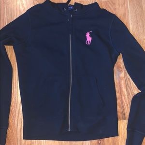 Black polo Ralph Lauren zip up (pink pony)